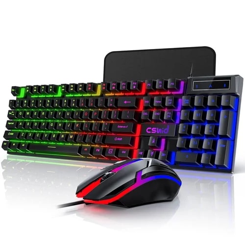 Wireless Keyboard and Mouse with Lights: